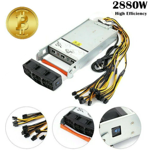 Power Supply For Antminer Two(X2) S9 S7 L3 2880W With Harness Cables 20X VGA